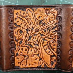 Custom made Tri fold wallet, floral tooled