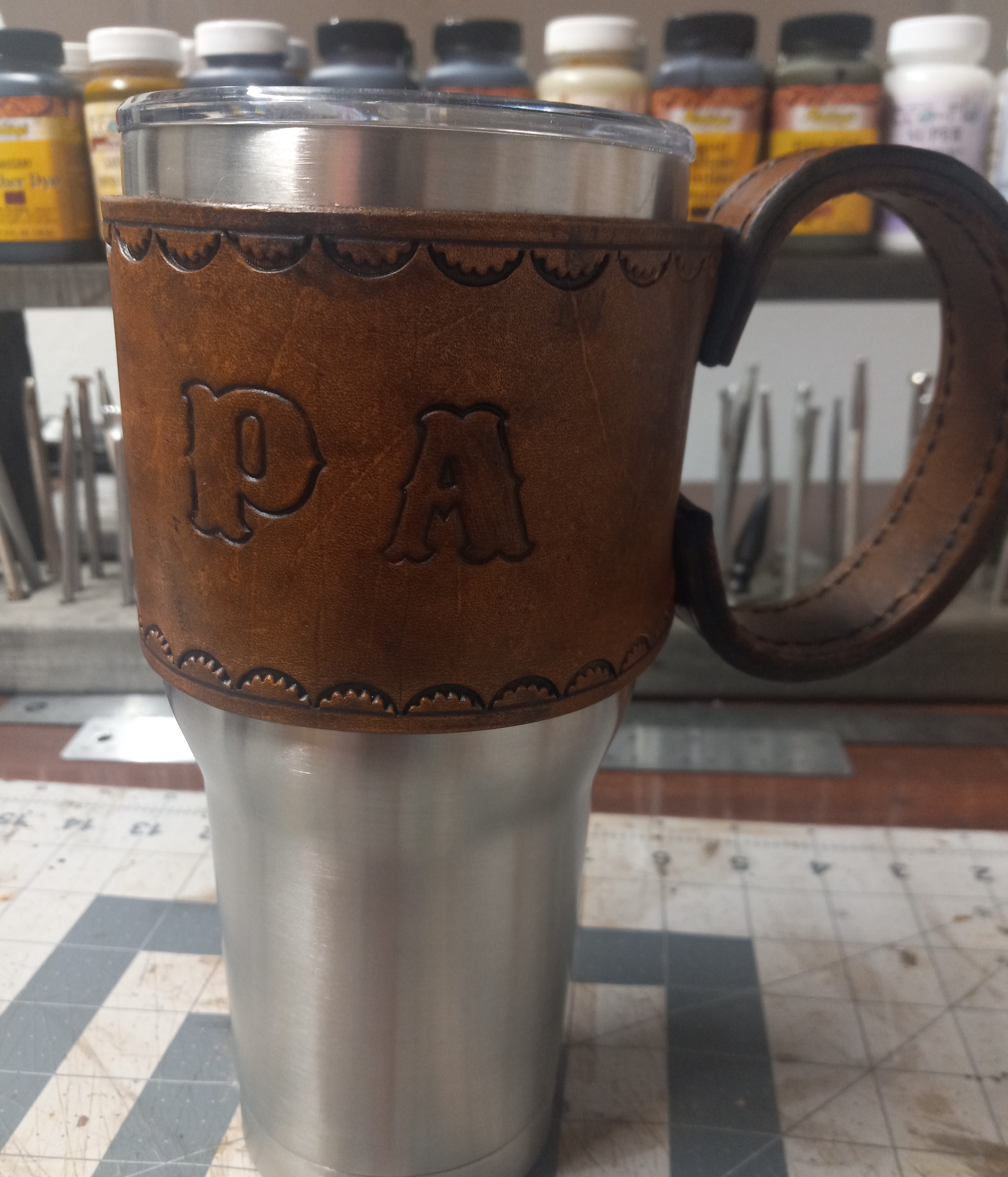 Leather tumbler